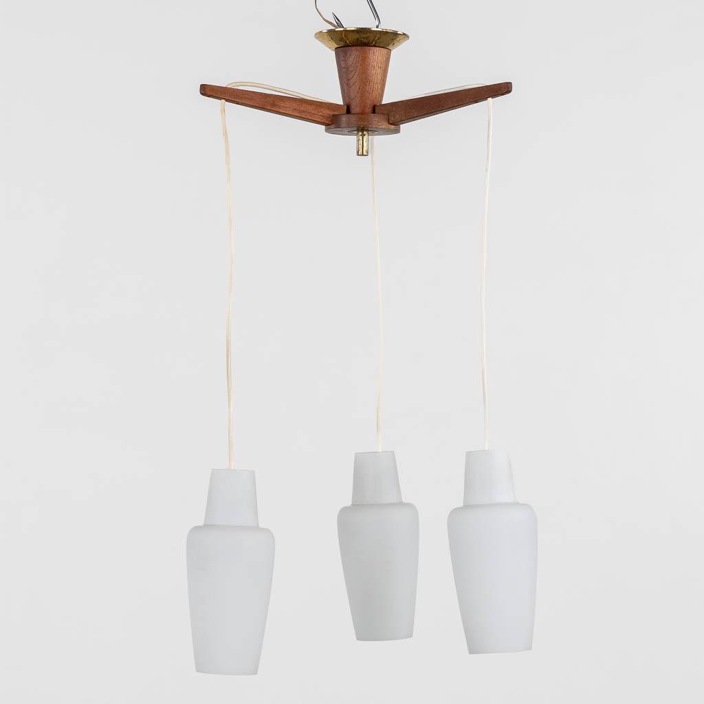 Fog & Morup, a Danish chandelier with three opaline glass lampshades. (L:37 x W:37 x H:78 cm)