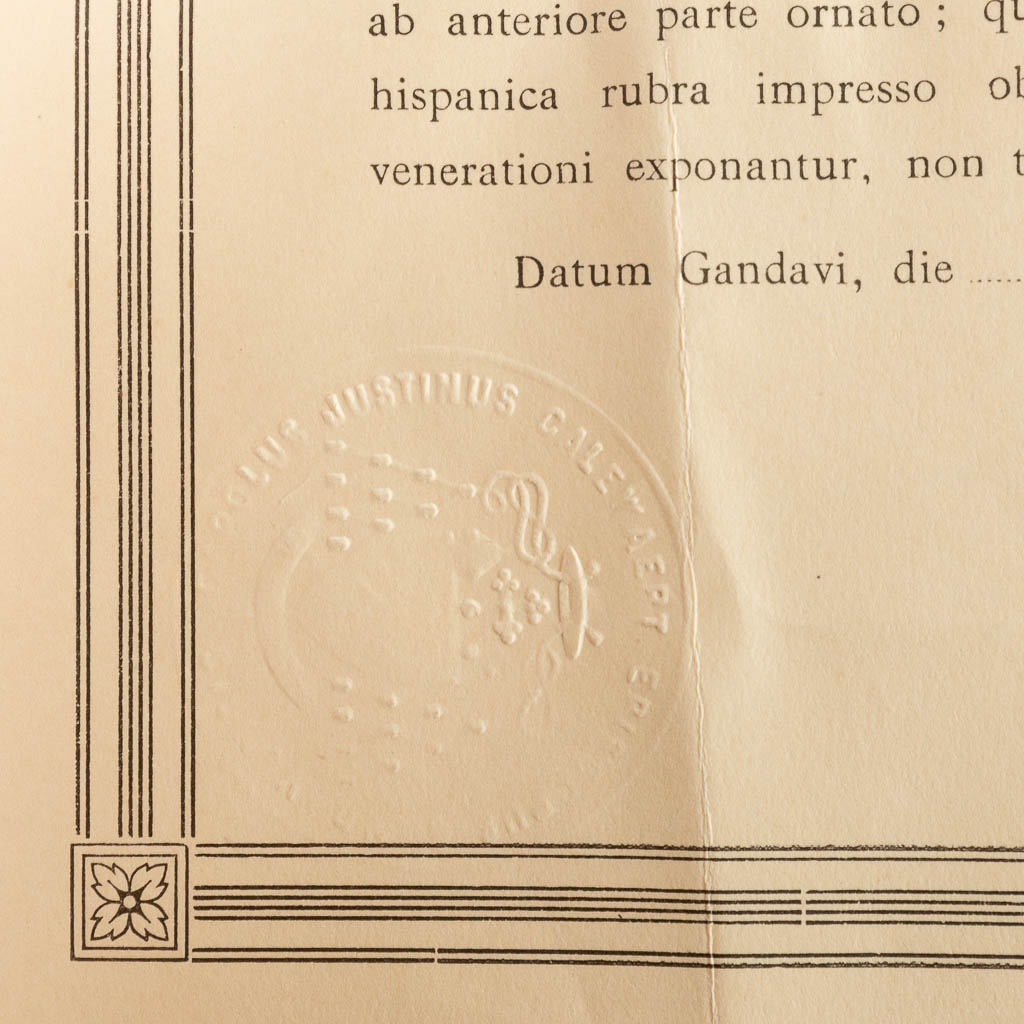 A sealed theca with a relic: Ex Ossibus Sancti Cornelli