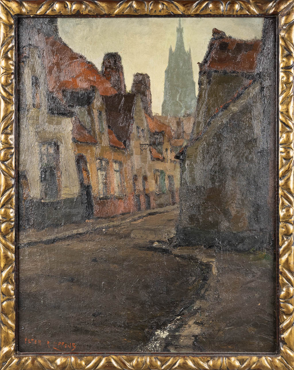Piet LIPPENS (1890-1981) 'Zicht te Brugge' olie op doek. 