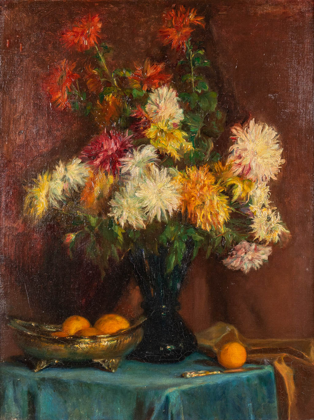 Frans MORTELMANS (1865-1936)(attr.) 'Bloemen stilleven' olie op doek (W:70 x H:91 cm)