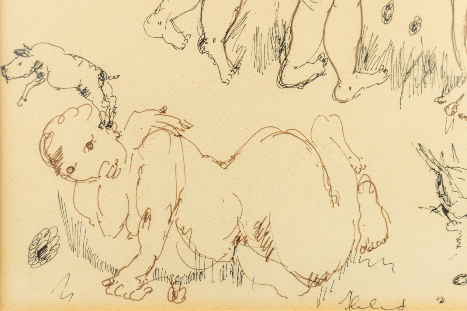 Frans CLAERHOUT (1919-2006) 'Two pen drawings'. (23 x 25 cm)
