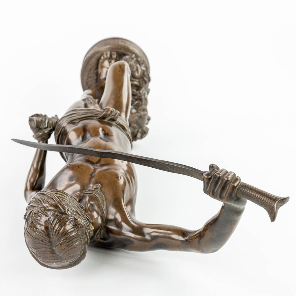 Antonin MERCIÉ (1845-1916) 'David le vainquer' een bronzen beeld van 'David en Goliath' gemerkt Barbedienne