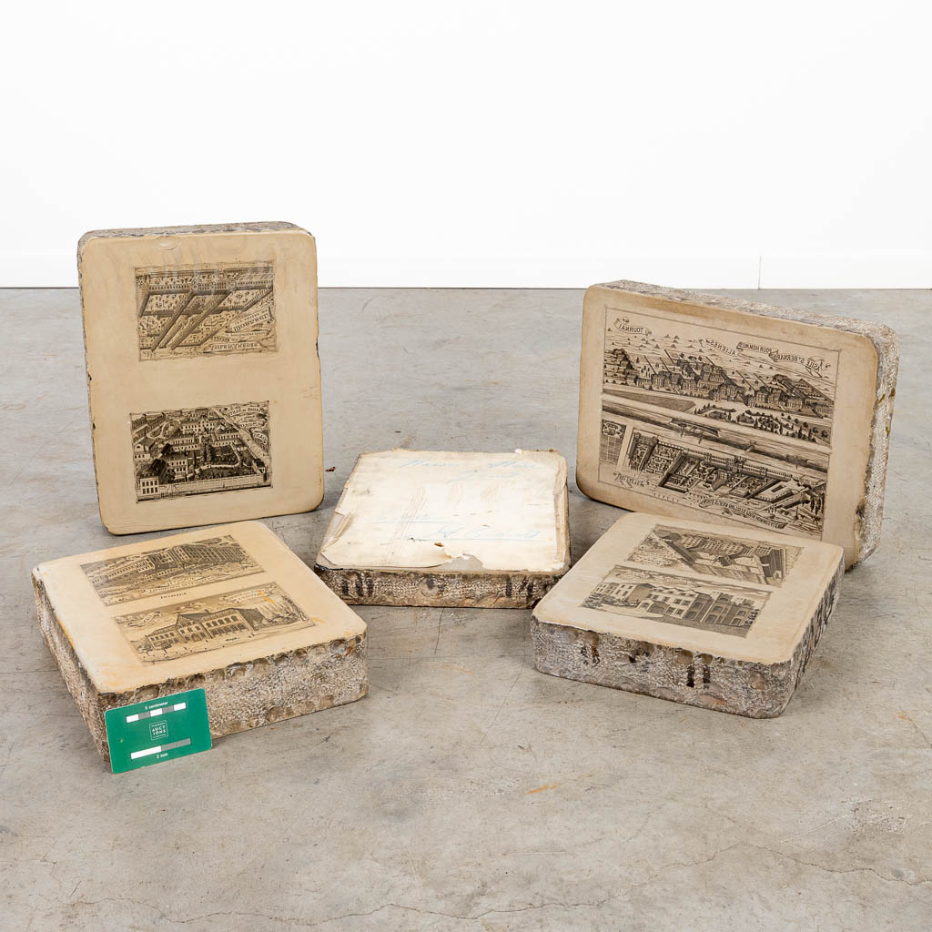 A collection of 5 lithography printing stones. 