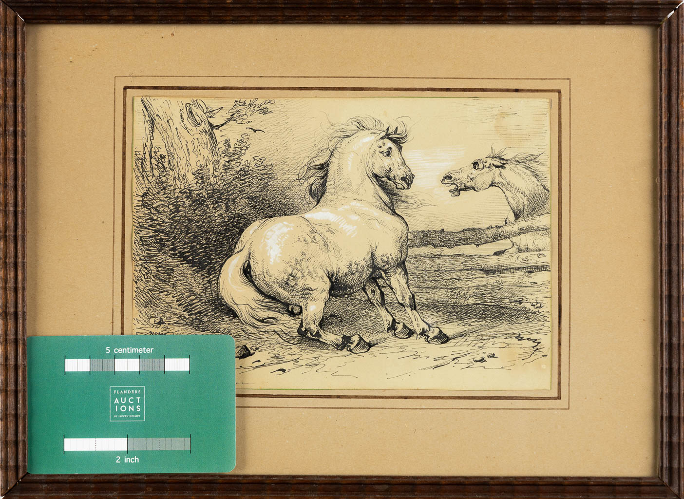 Eugène VERBOECKHOVEN (1798/99-1881) 'Paard' een tekening, 1834. 