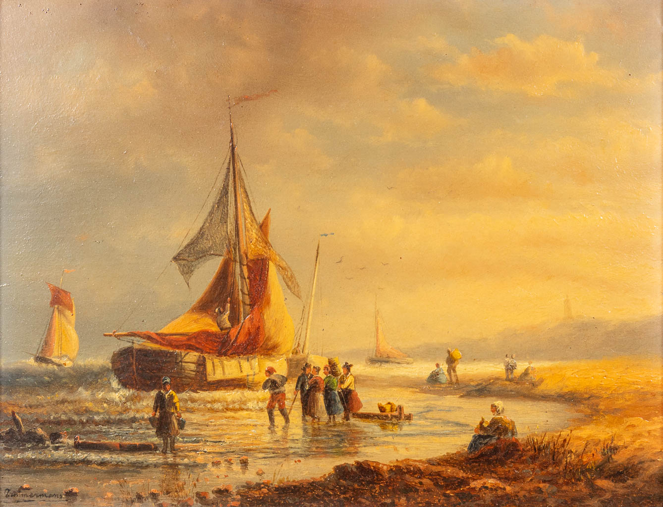 Louis TIMMERMANS (1846-1910) 'Marine'. Olie op paneel (27 x 20,5 cm)