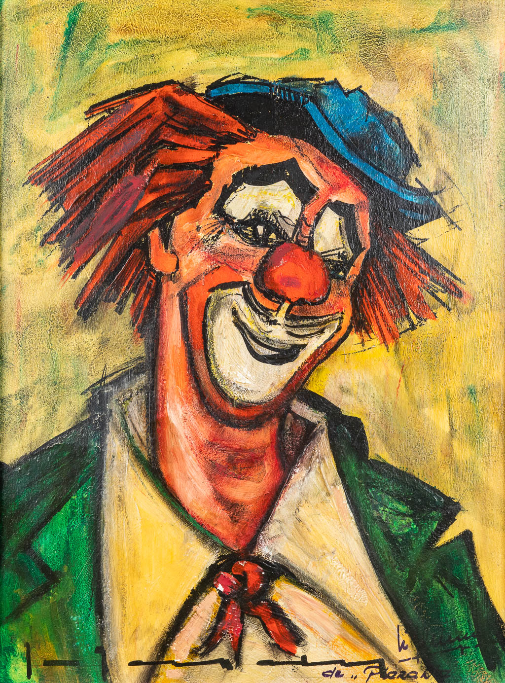 Stefaan TESSELY (1933) 'Le Clown' olie op paneel. (W:60 x H:80 cm)