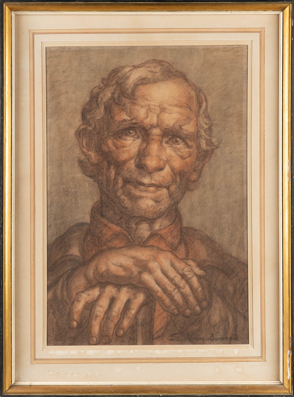 Edmond VAN DOOREN (1896-1965) 'Portrait of a man' gouache on paper. (40 x 60 cm)