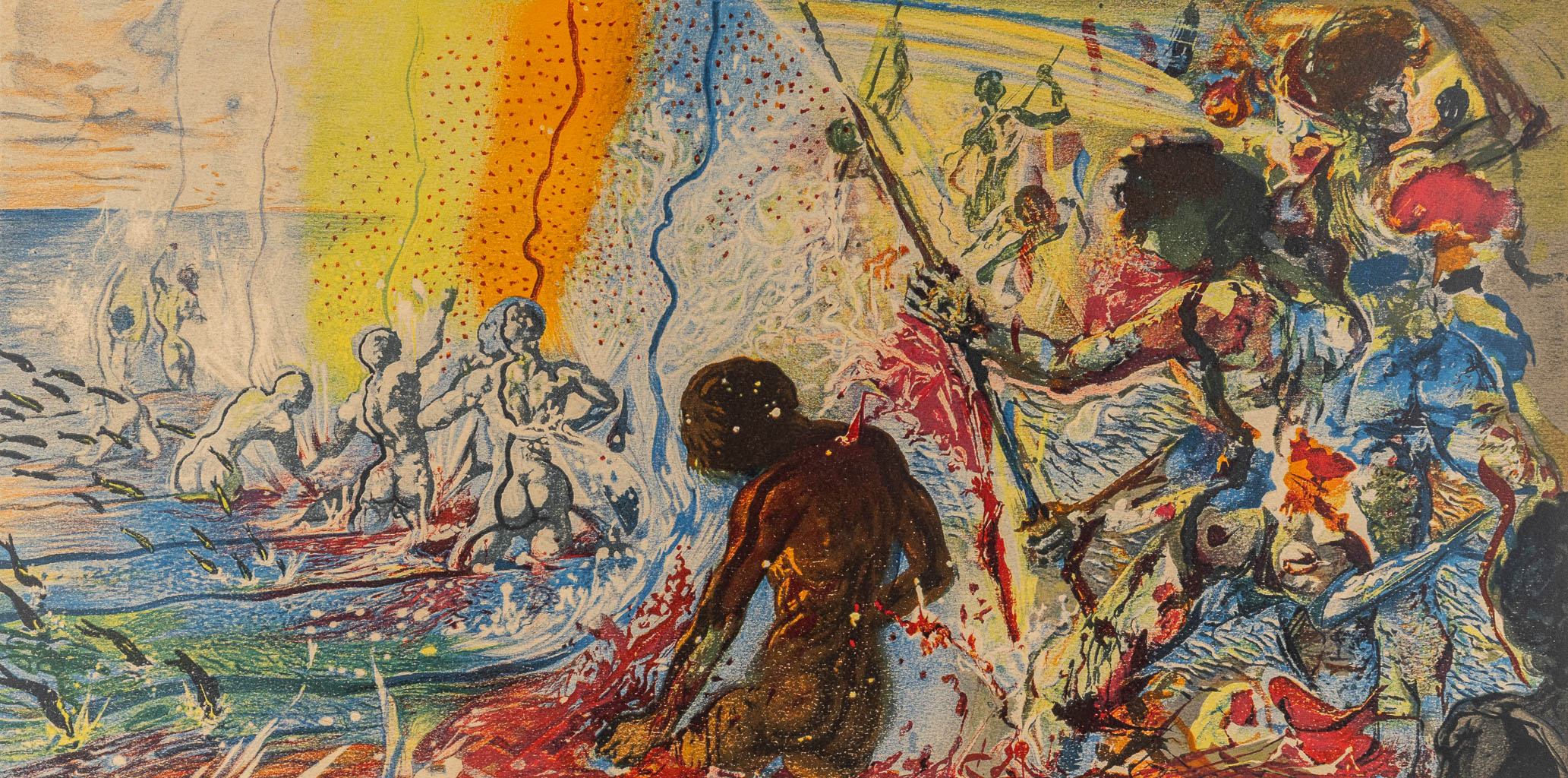 Salvador DALI (1904-1989) 'Tuna Fishing' a lithograph, 3/145 (W:60 x H:30 cm)