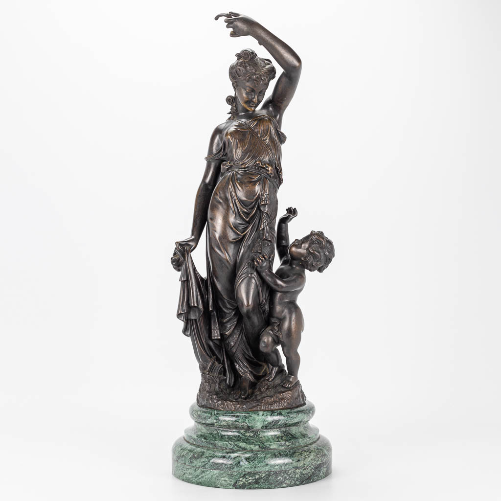 Henri Emile Adrien TRODOUX (XIX) 'Diane' een bronzen beeld op marmer basis