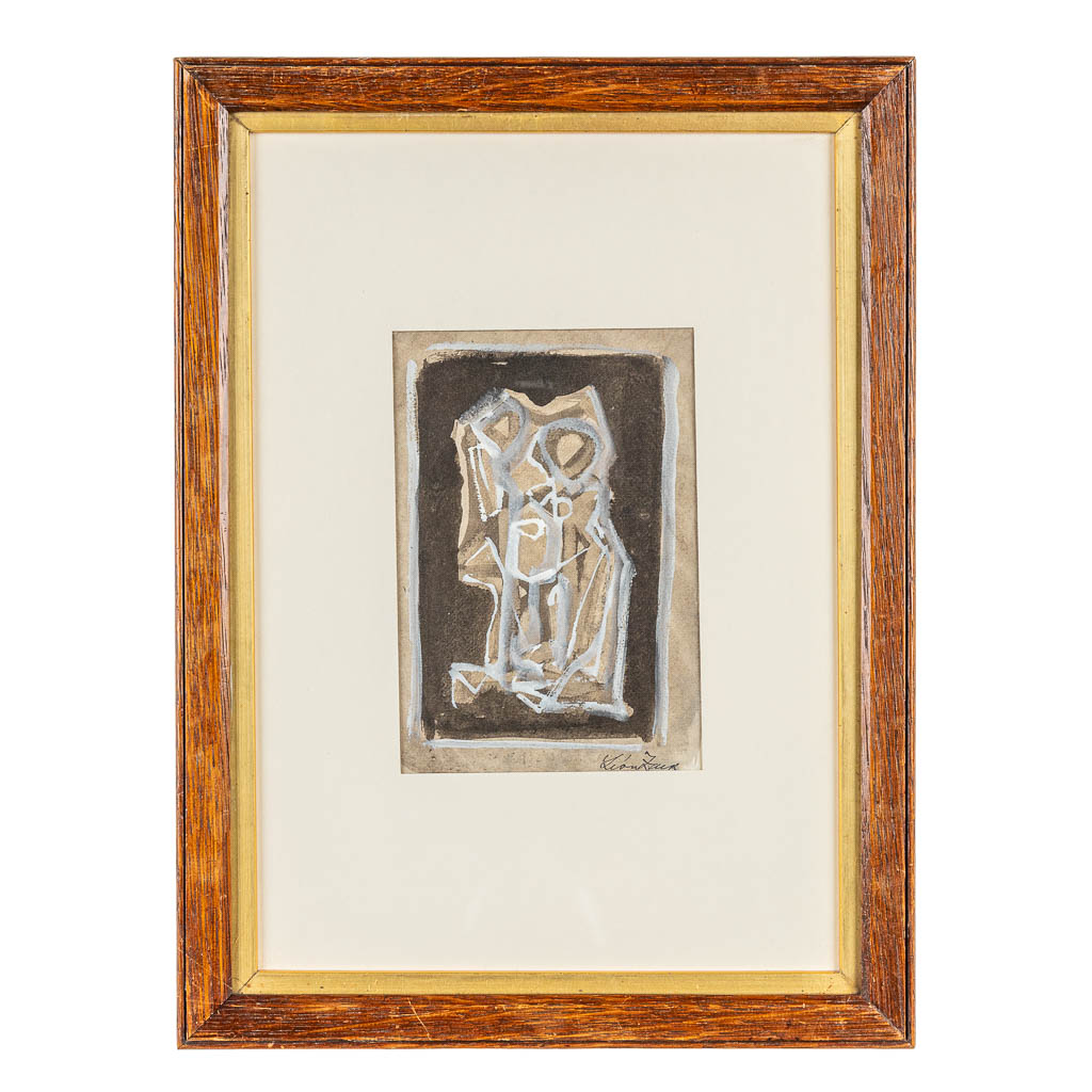 Léon ZACK (1892-1980) 'Twee Personages' een mixed media op papier. (13 x 19 cm)