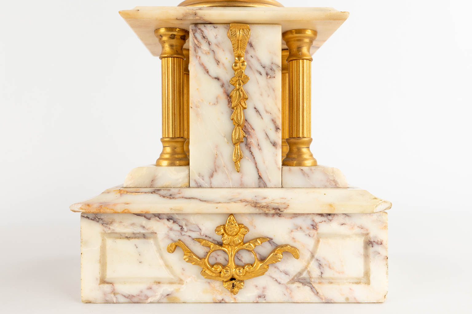 Ferdinand BARBEDIENNE (1810-1892) 'Neoclassical Cassolettes' gilt bronze on marble. (D:12 x W:18 x H:46 cm)