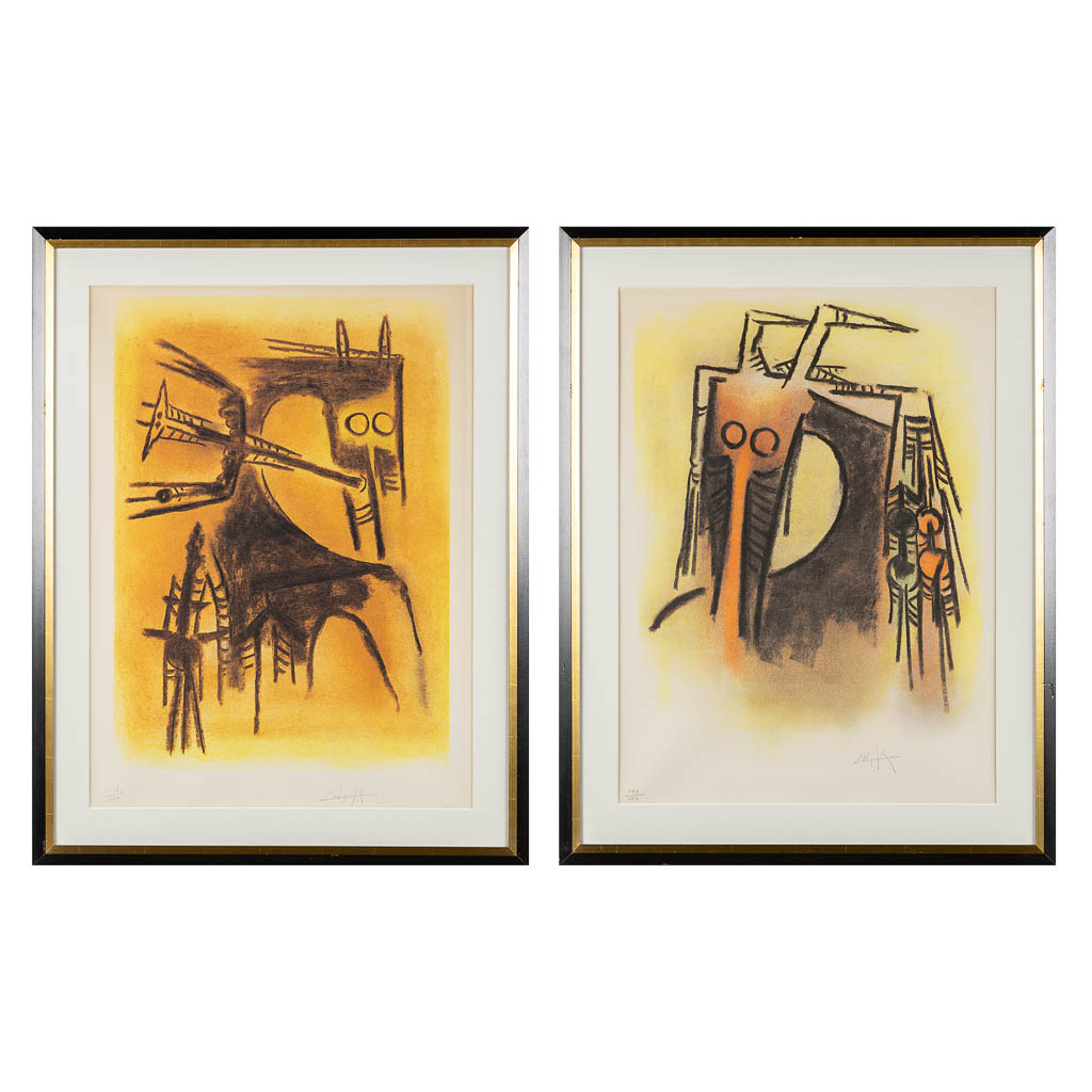 Wifredo LAM (1902-1982) 'Two Lithographs' 118/150 (2x). (W:63 x H:87 cm)