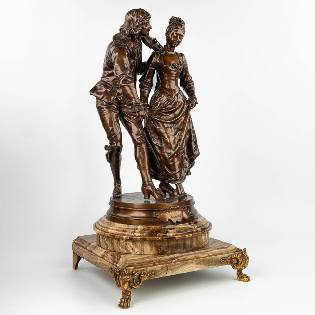 Adrien Etienne GAUDEZ (1845-1902) 'Leçon De Dance' a bronze statue on an onyx base. (H:69cm)