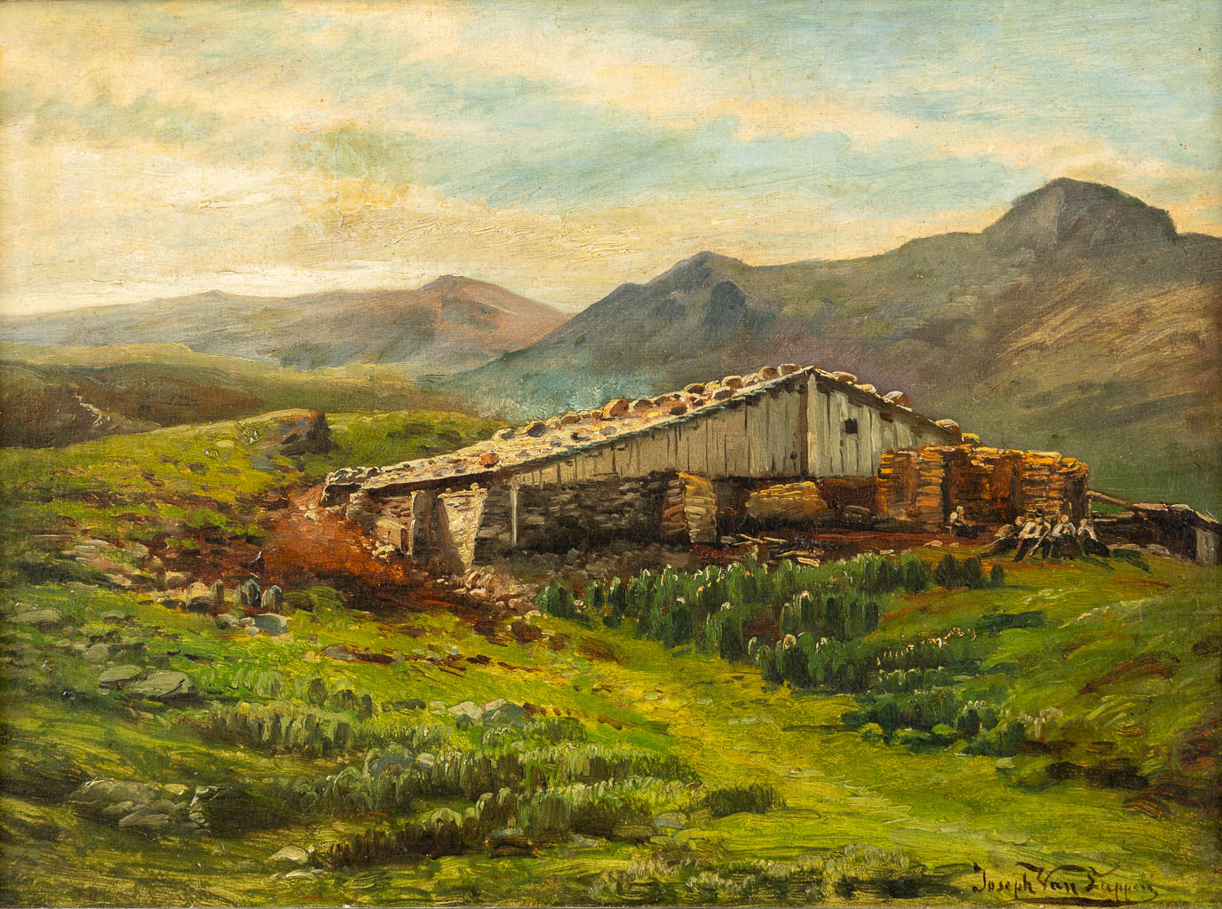 Jozef VAN LUPPEN (1834-1891) 'Bergerie Suisse'. (W:39 x H:29 cm)