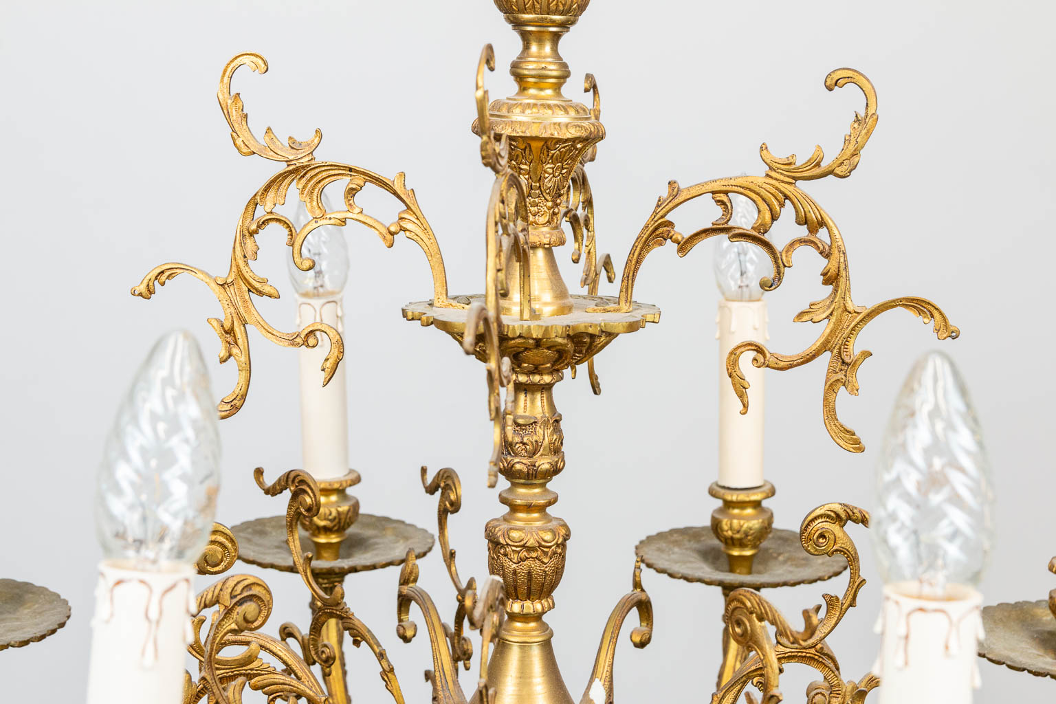 A chandelier made of bronze. Made around 1960-1970. 