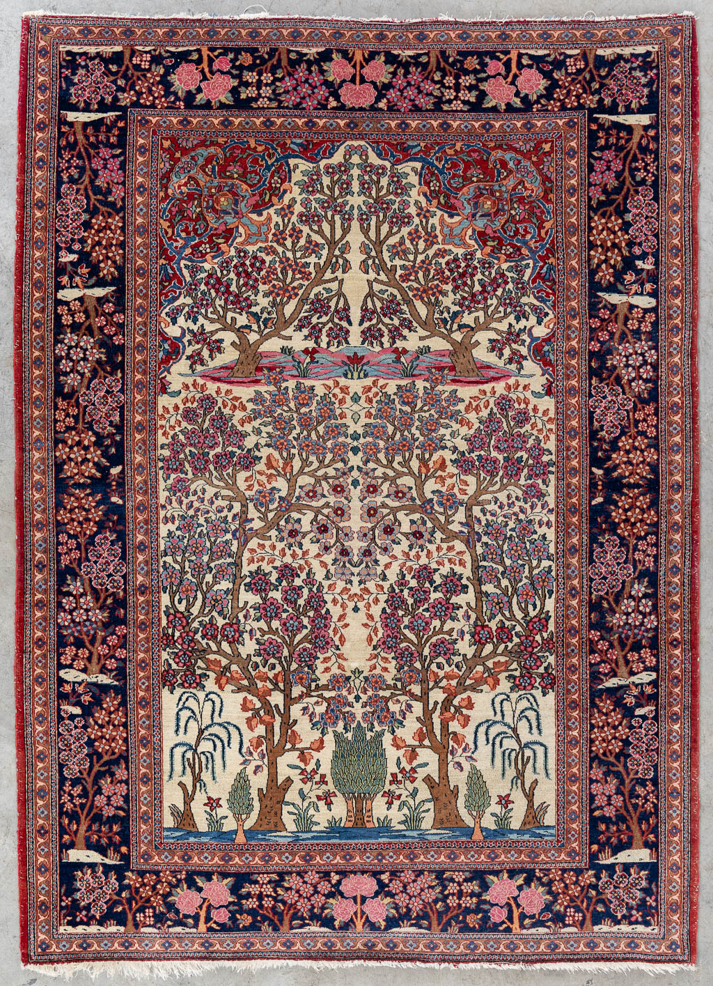 Lot 216 A Fine oriental hand-made and antique carpet, Isfahan. (L:204 x W:146 cm)