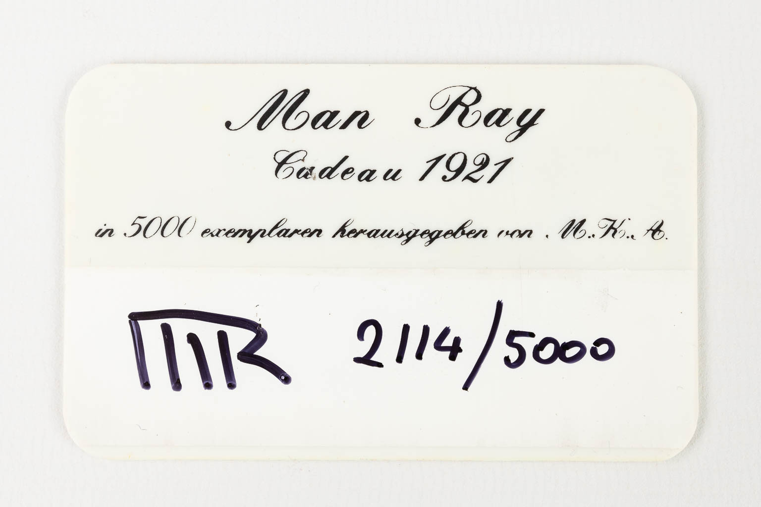 MAN RAY (XX) "Cadeau", 1974, number 2114/5000. (L: 10 x W: 10 x H: 16 cm)