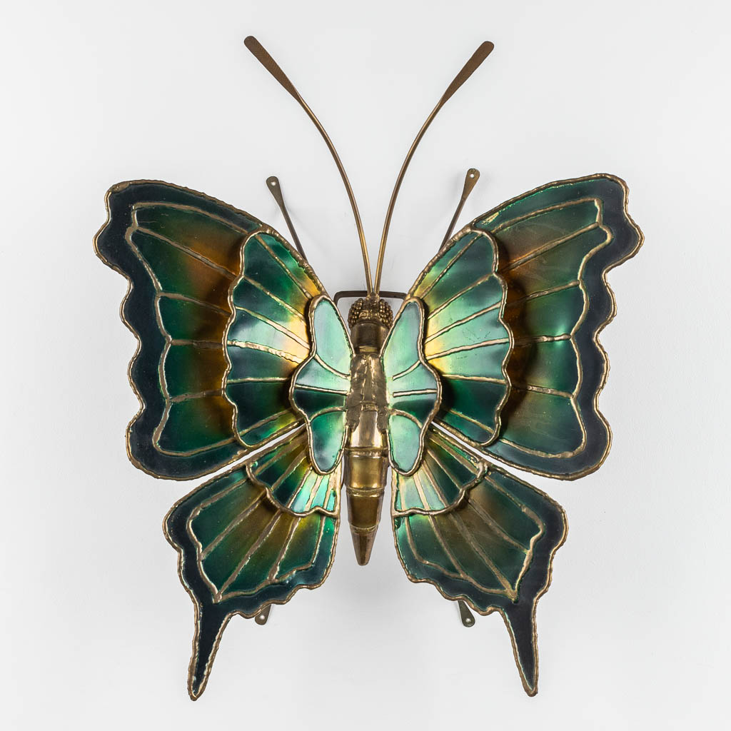 Henri FERNANDEZ (1946) 'Vlinder' een wandlicht, messing (W:56 x H:66 cm)