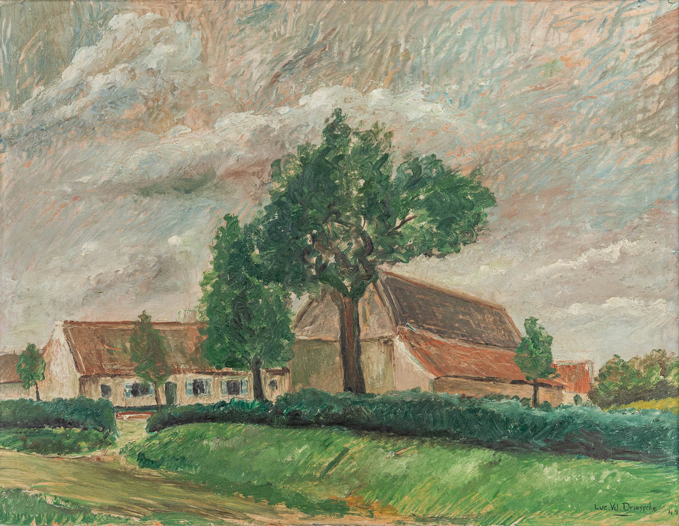 Lucien VAN DEN DRIESSCHE (1926-1991) '2 landschappen' Olie op doek. (61 x 46,5 cm)