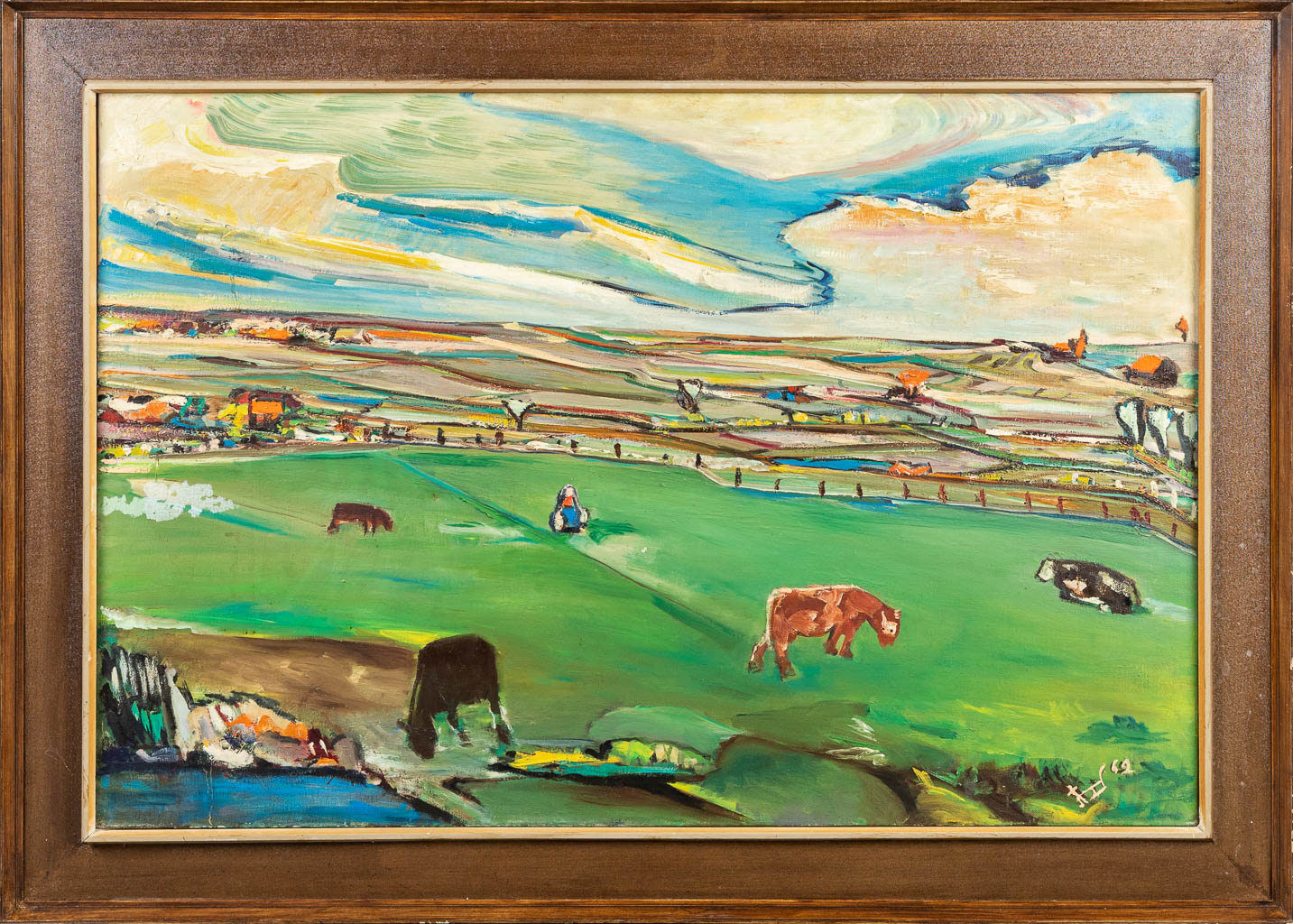 Gaston THEUNINCK (1900-1977) 'Abstract Landschap' een schilderij, olie op doek. (120 x 80 cm)