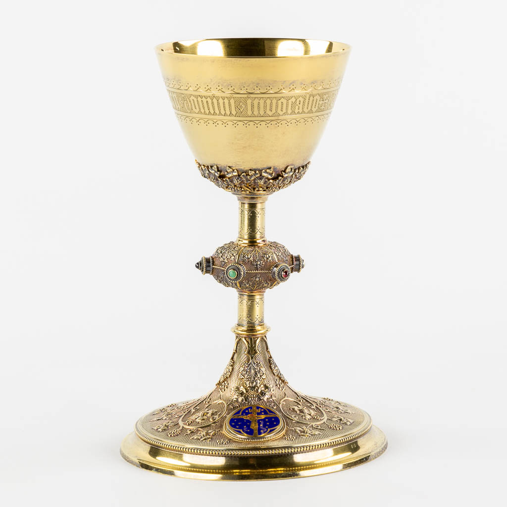  Bourdon, Ghent, a gilt silver chalice. Gothic Revival. 