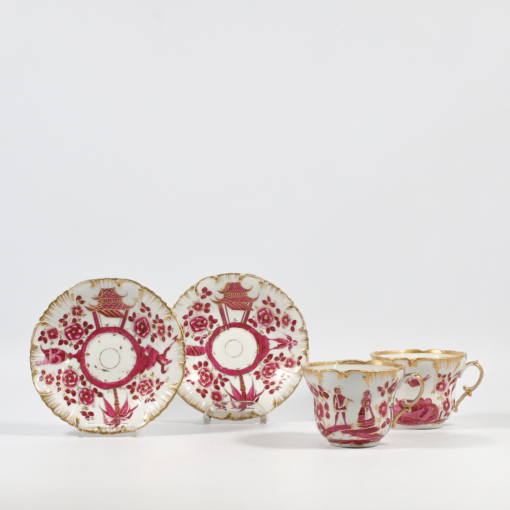  Pair of Tea cups, Eastern decor, 19th Century