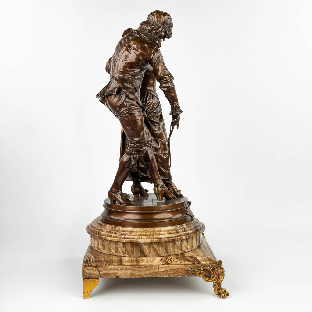 Adrien Etienne GAUDEZ (1845-1902) 'Leçon De Dance' een bronzen beeld op onyx voet. (H:69cm)