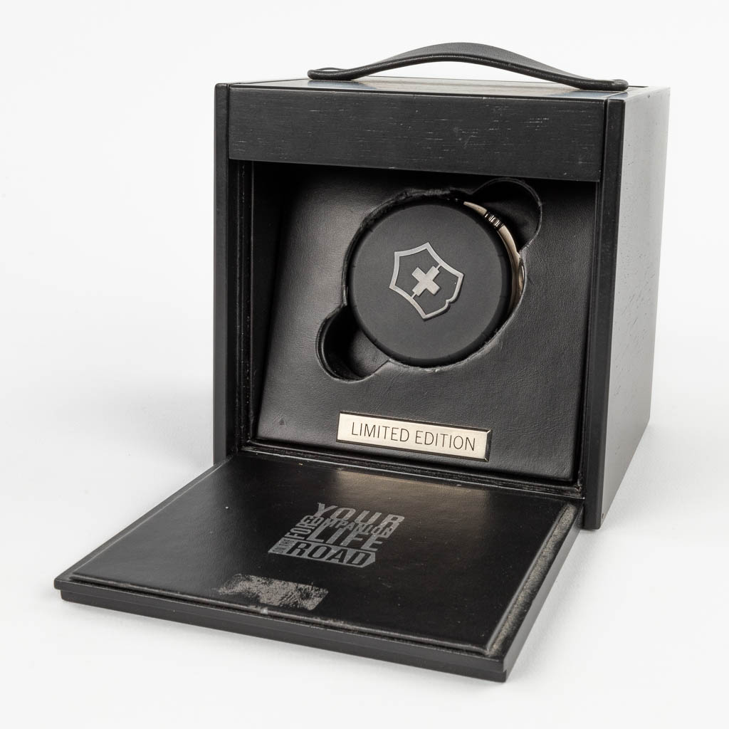 Victorinox, a travel alarm clock in the original box. Limited edition, 2010. (W:5,6 cm)