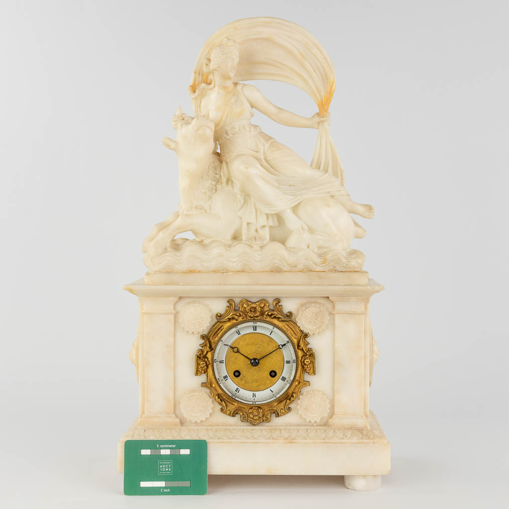 An alabaster mantle clock 