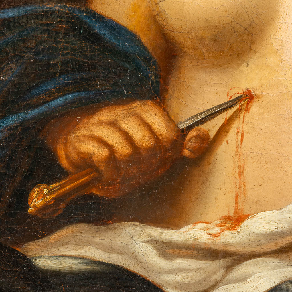 Volger van Giovanni BILIVERTI (1585-1644) "De Dood van Lucretia" olie op doek. (W:90 x H:70 cm)
