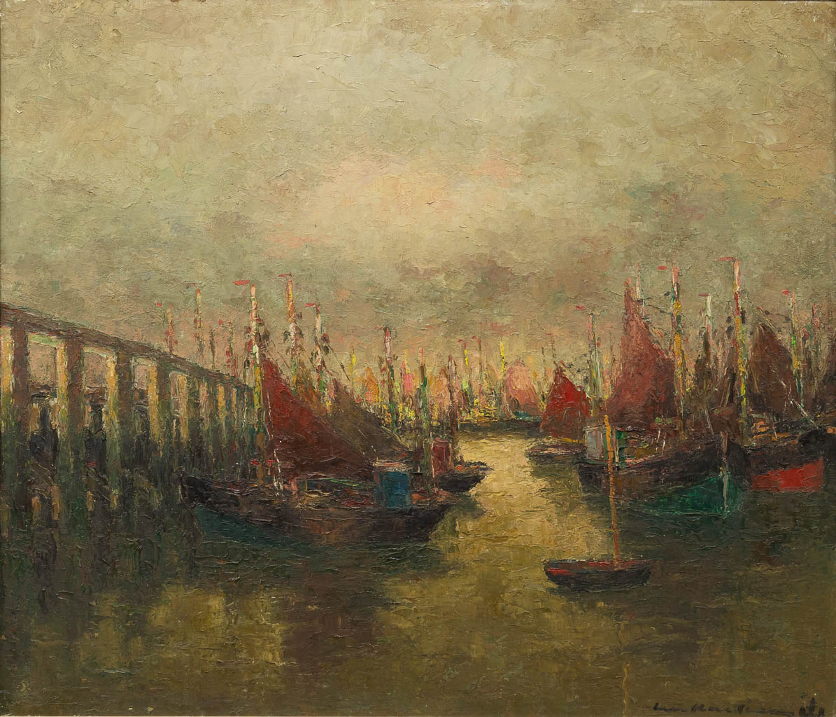 Luc KAISIN (1901-1963) 'Marine' een schilderij, olie op doek. (71 x 62 cm)