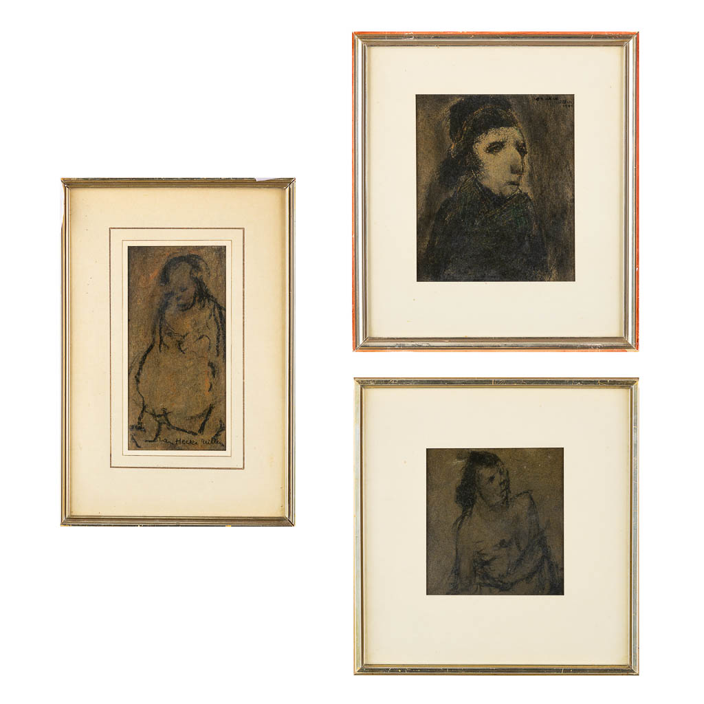  Willem VAN HECKE (1893-1976) 'Figuren', drie schilderijen.