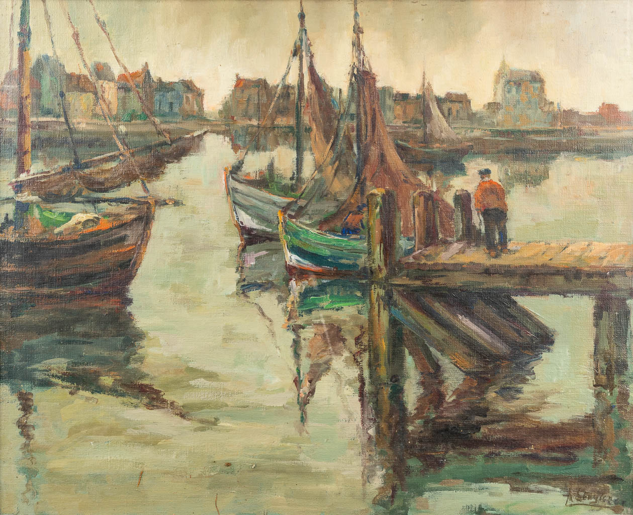 Achille SENGIER (1886-1964) 'Marine' een schilderij, olie op doek. (80 x 65 cm)