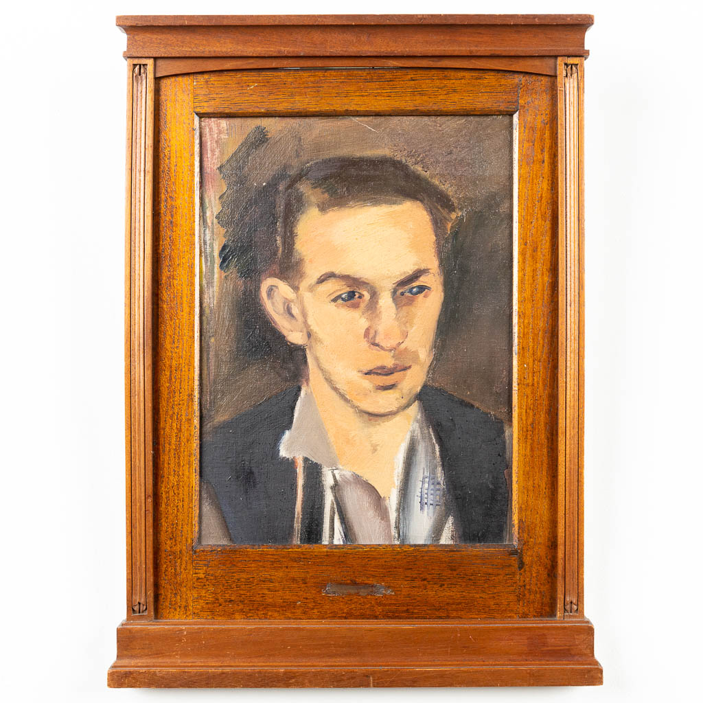 Marc MENDELSON (1915-2013) 'Zelfportret' een schilderij olie op paneel. (30 x 41 cm)