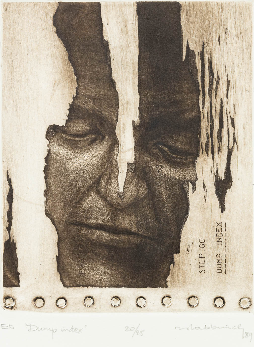 Rik SLABBINCK (1914-1991) 'Dump Index' een lithografie genummerd 20/25, 1989. (12,5 x 15 cm)