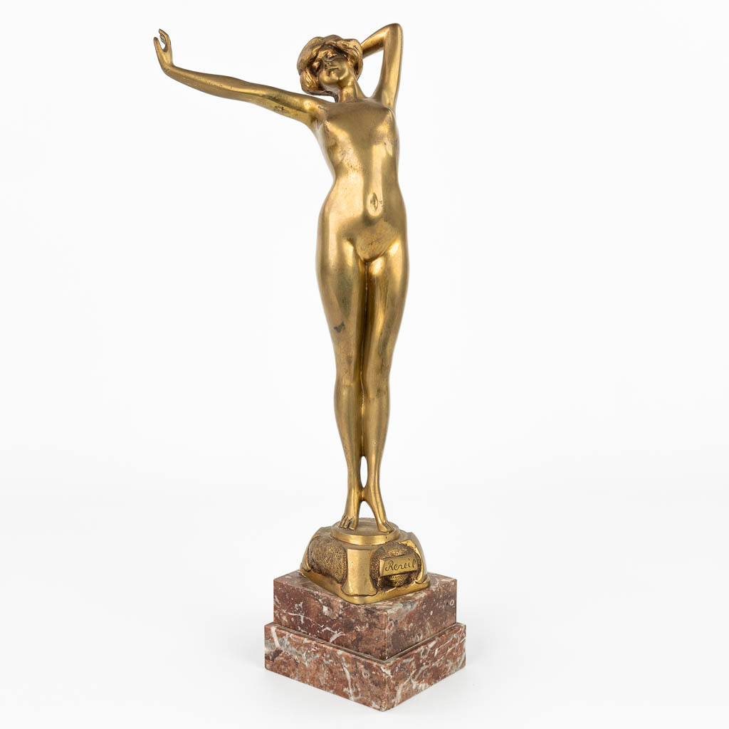 Paul PHILIPPE (1870-1930) 'Reveil' een art deco beeld gemaakt uit brons. (H:43,5cm)