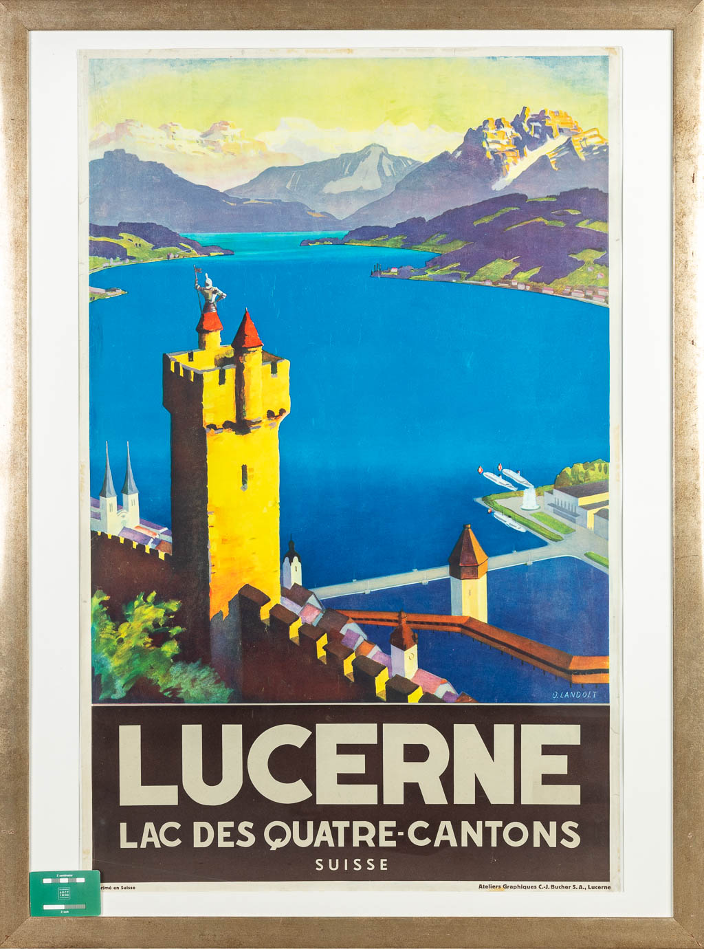 Otto LANDOLT (1889-1951) 'Lucerne, lac des quatre-cantons' een vintage poster. (H:101cm)