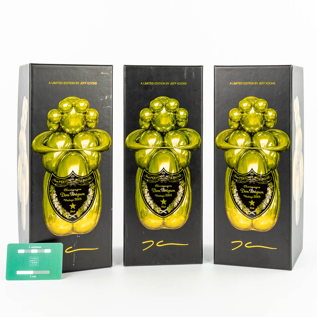 Dom Pérignon Champagne 2004 (Limited Edition by Jeff Koons), 3 flessen 