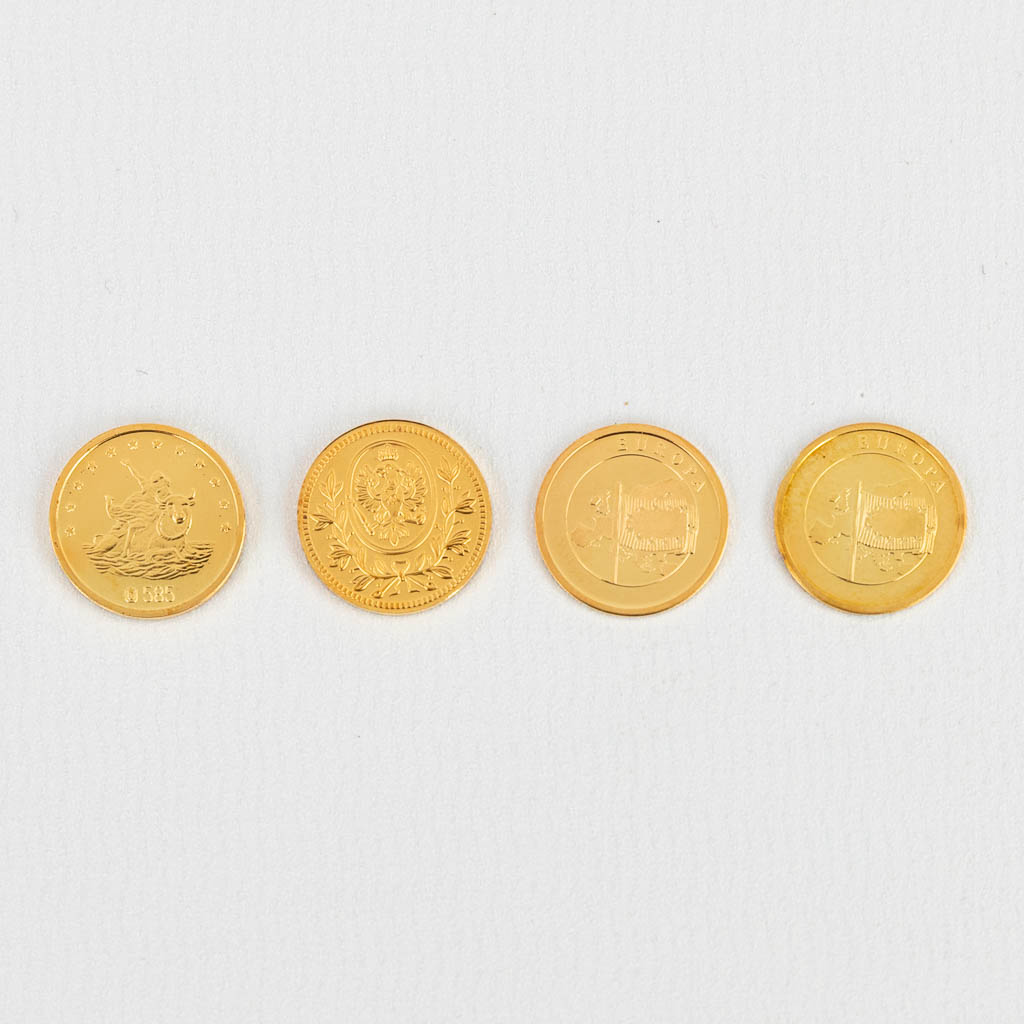 A set of 4 gold coins, ECU, 18 karat gold (585).