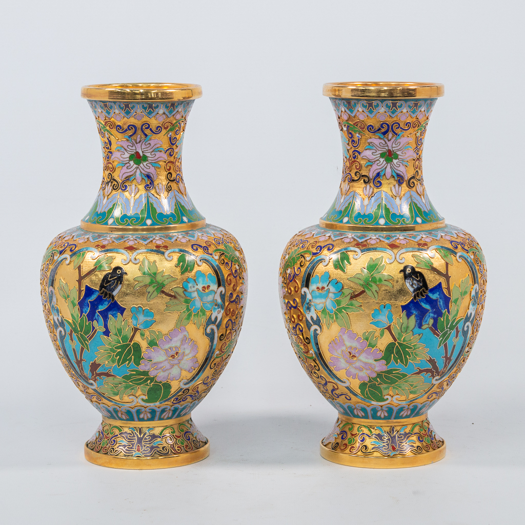  Pair Cloisonné vases