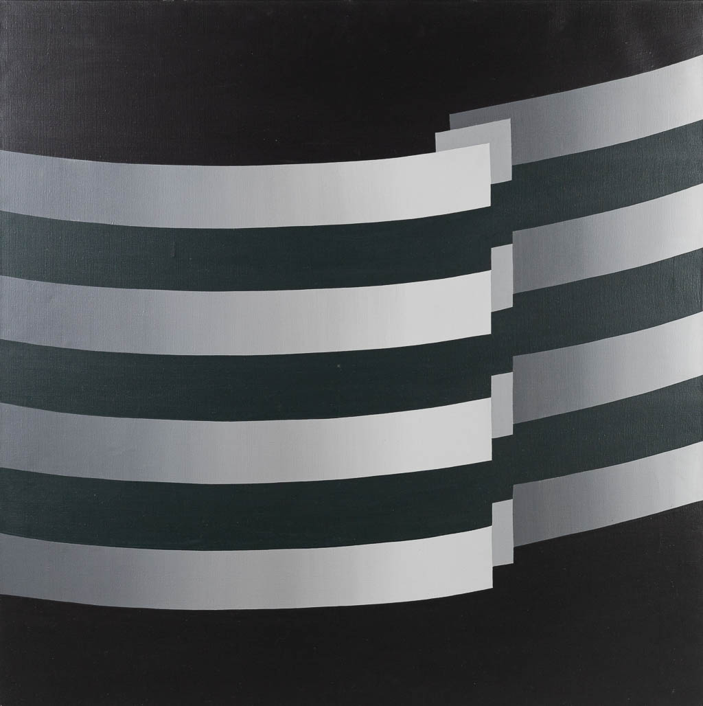 Urbain MULKERS (1945-2002) 'abstract' een schilderij, olie op doek. Gedateerd 1973. (100 x 100 cm)