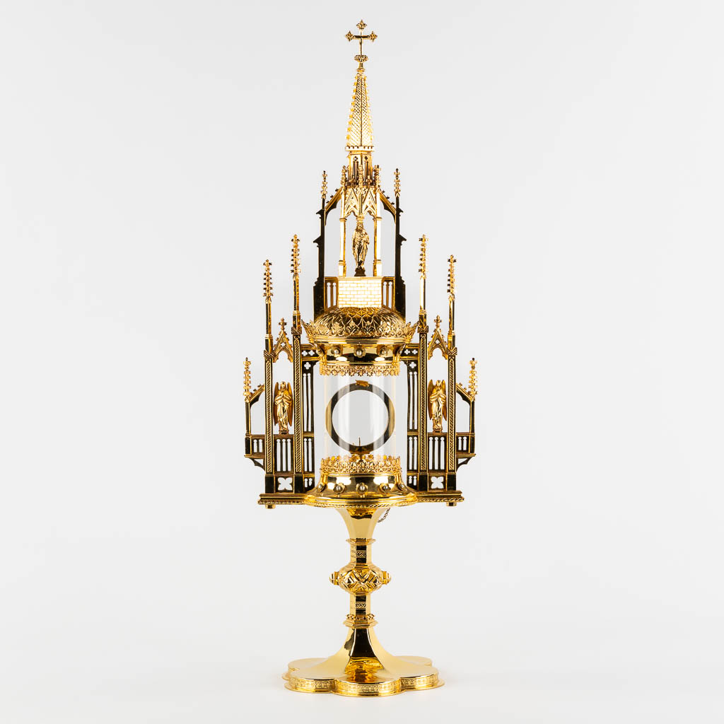  A Tower Monstrance, gilt brass, Gothic Revival. Circa 1900