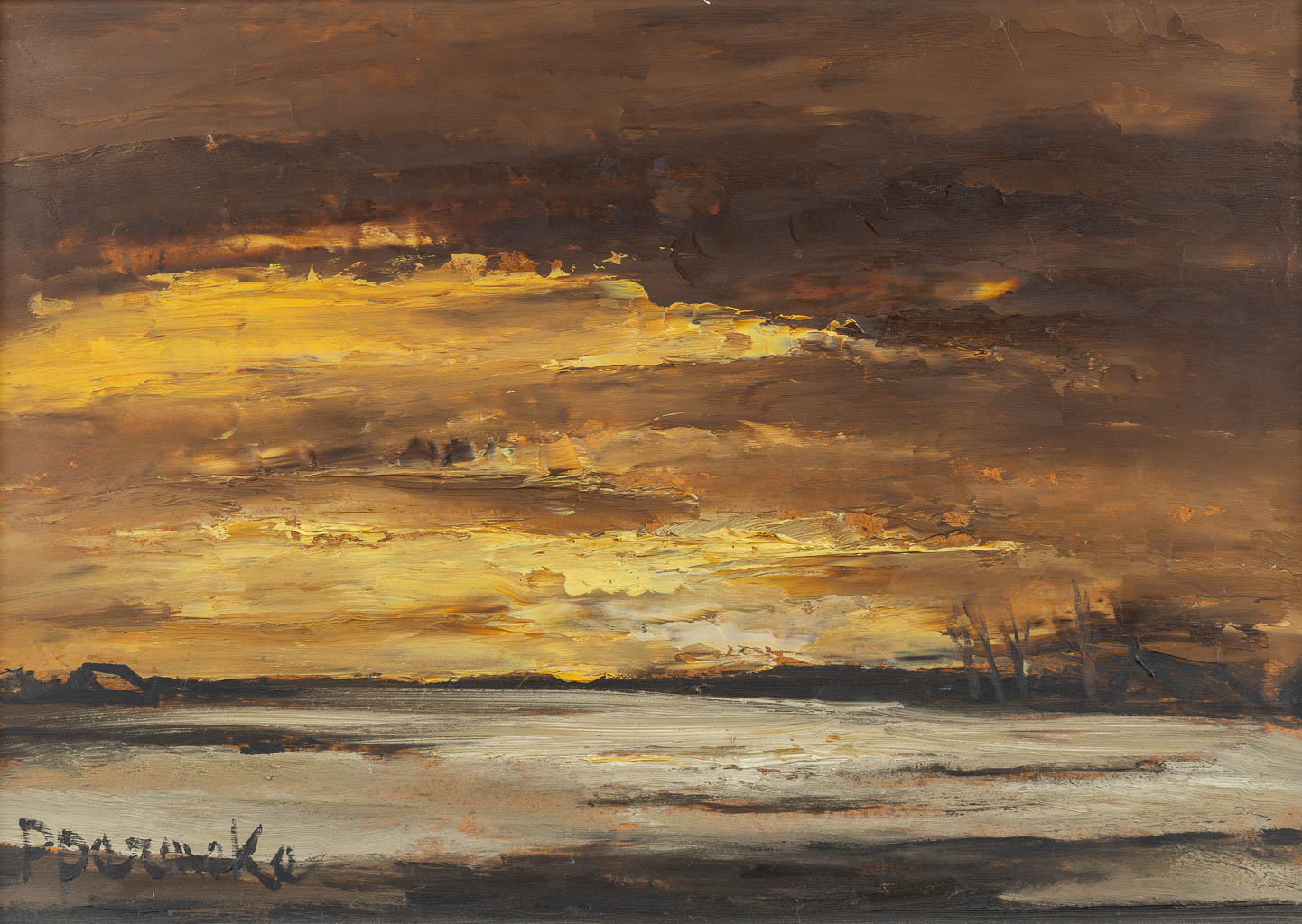 Paul PERMEKE (1918-1990) 'Ondergaande Zon'. (W:35 x H:25 cm)