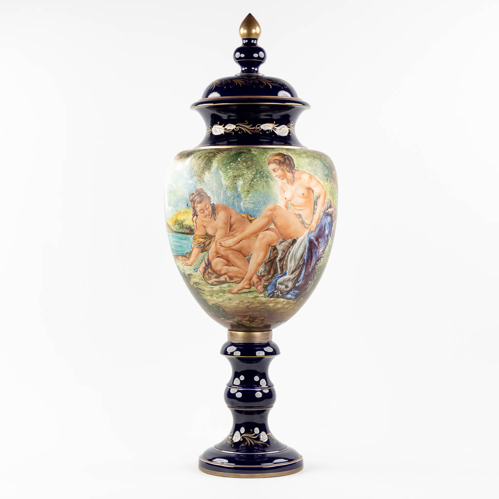  Capodimonte Italy, a large vase with hand-painted decor 'Two Nudes'.