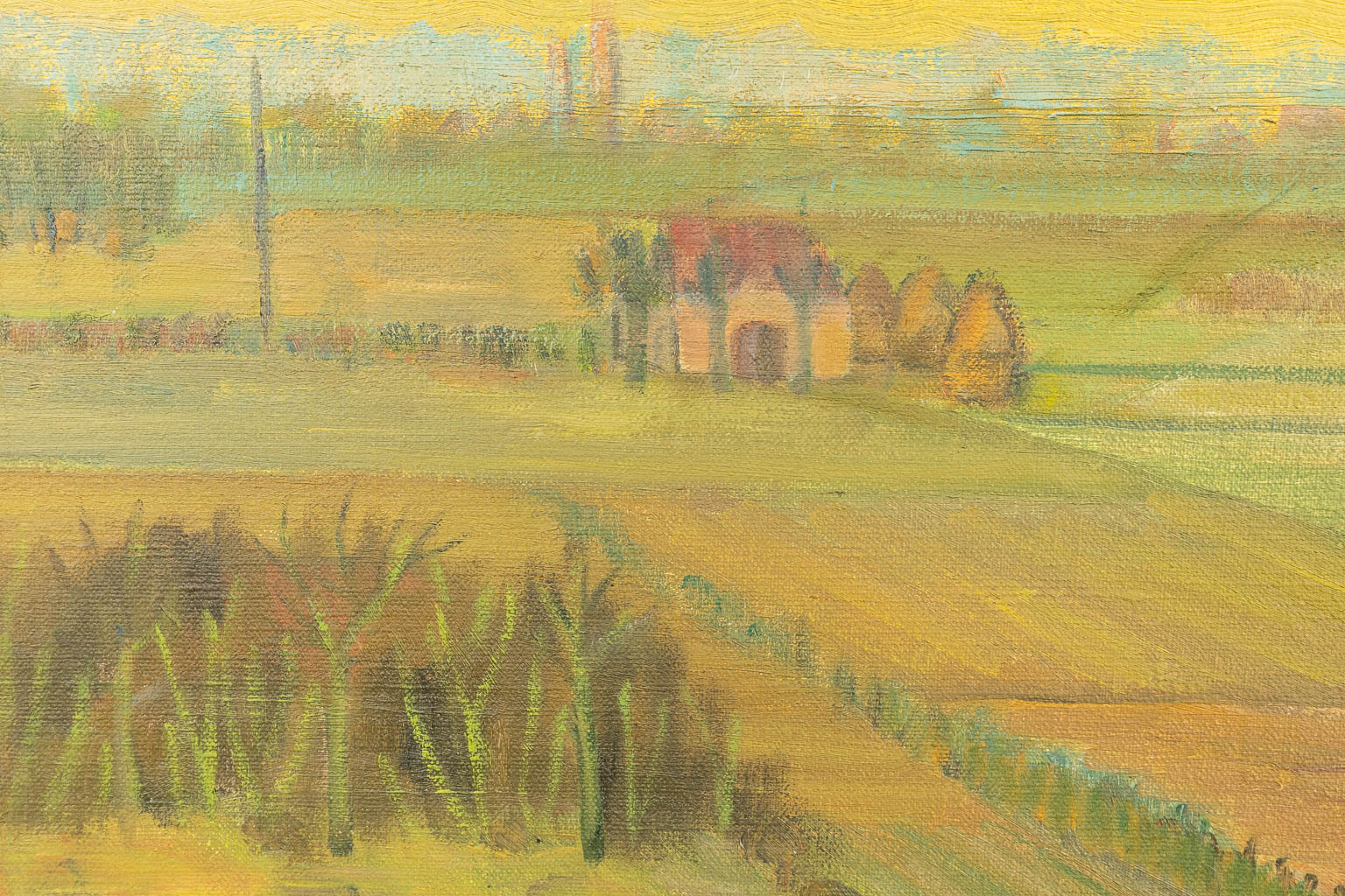 Adriaan VANDEWALLE (1907-1997) 'Polderlandschap' een schilderij, olie op doek (50 x 40 cm)