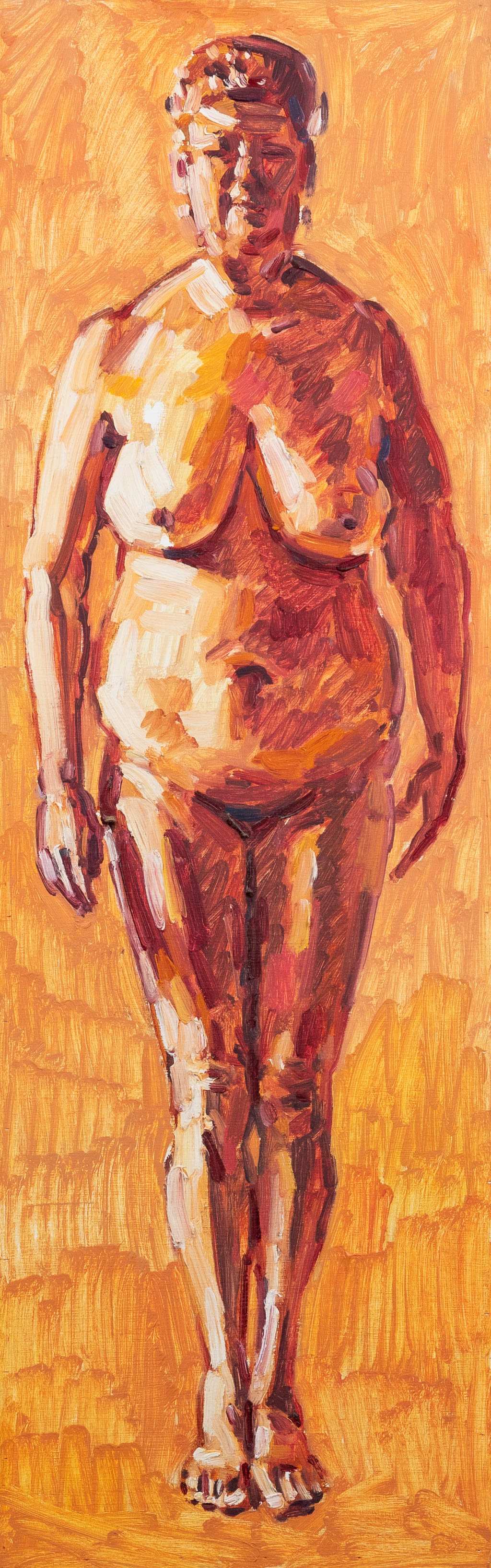 Rik VERMEERSCH (1949) 'Staande Vrouw Monnik', olie op paneel. 1997. (W: 28 x H: 78,5 cm)