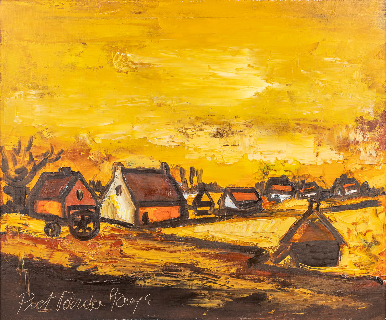 Piet VAN DEN BUYS (1935) 'Landschap' een schilderij, olie op doek. (60 x 50 cm)