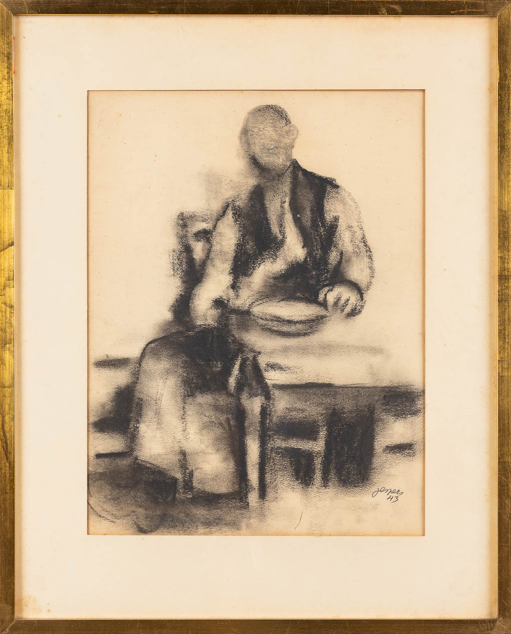 Floris JESPERS (1889-1965) 'Gezeten figuur' gouache op papier. 1943. 
