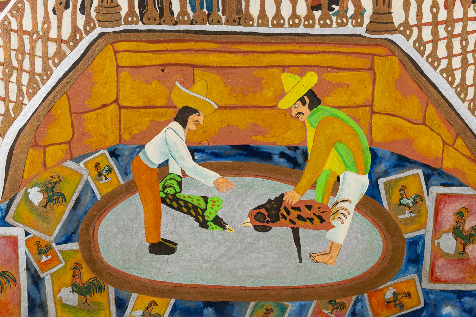 Arturo GUERRERO (1960) 'El Quiosco' mixed media on canvas. (W:150 x H:99 cm)
