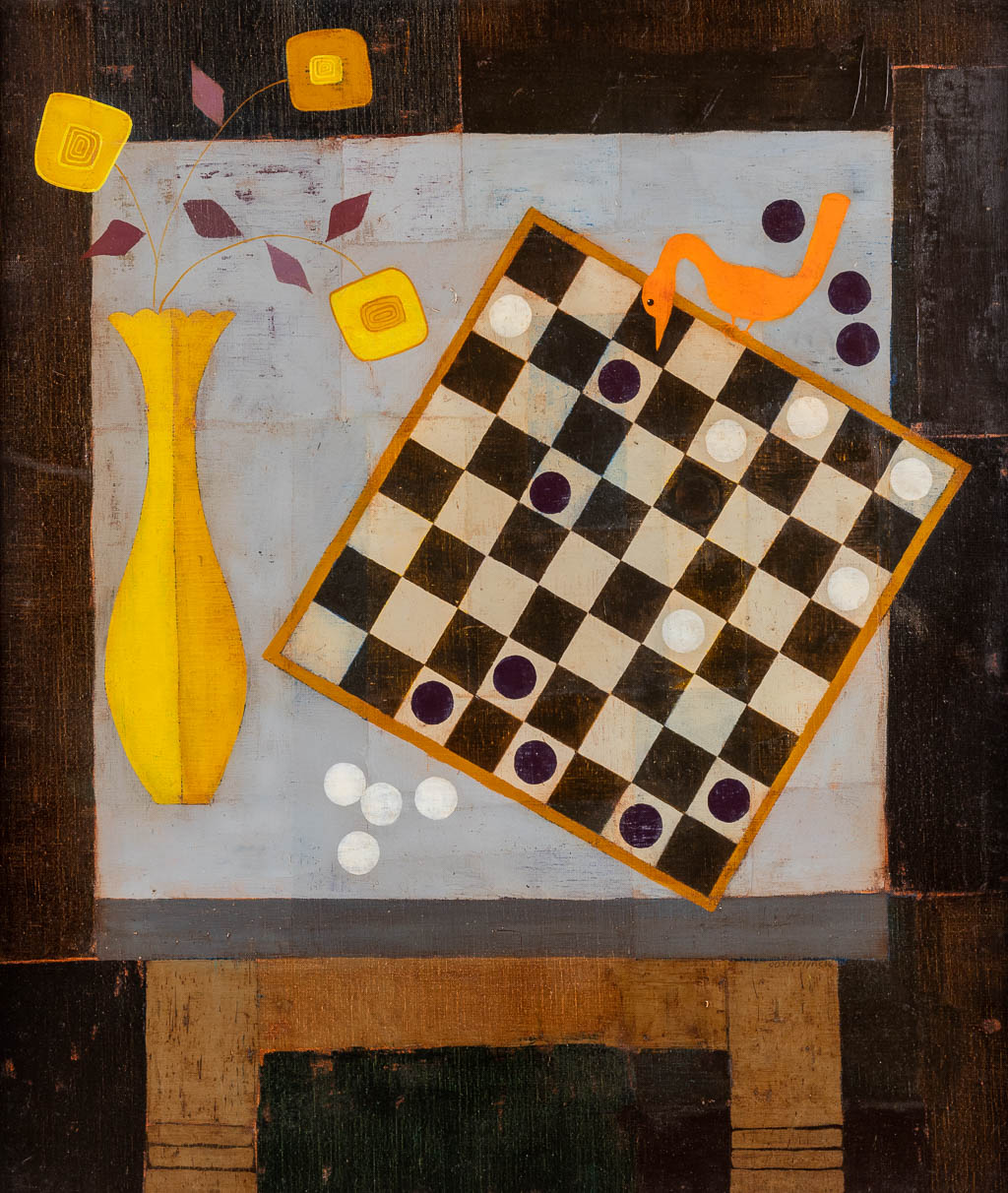 Jean Émile OOSTERLYNCK (1915-1995) 'Abstract' olie op doek. (W:60 x H:71 cm)